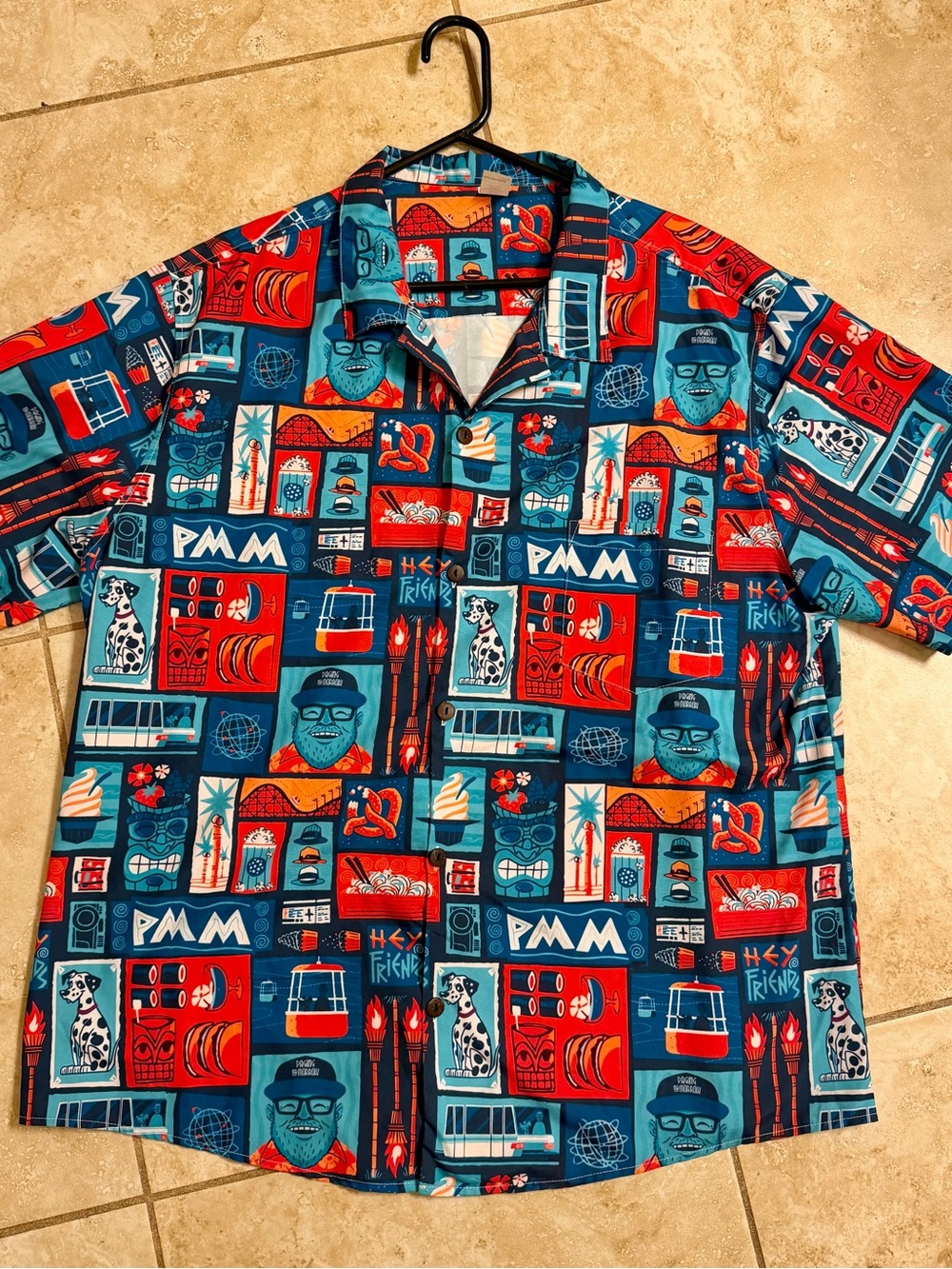 Disney Men’s Paging Mr. Morrow Short Sleeve Graphic Button-Down Shirt XXL